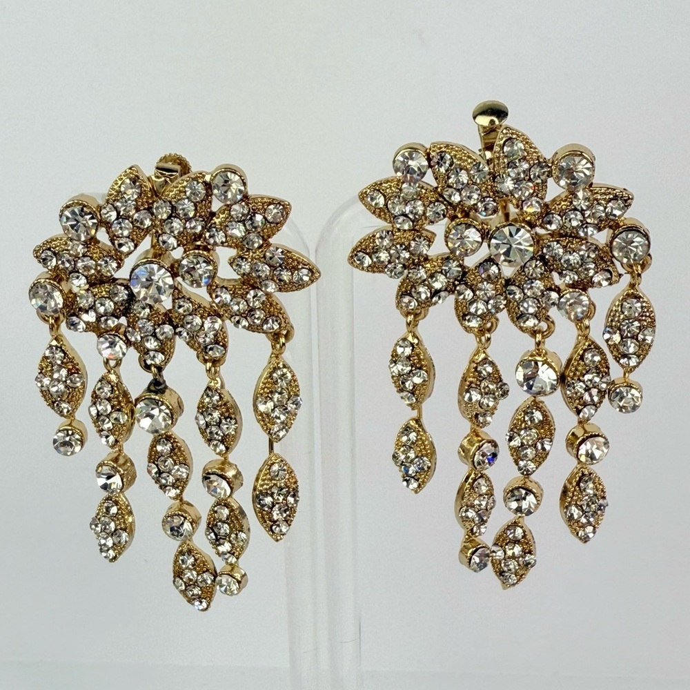 Vintage dangle crystal earrings - Star burst